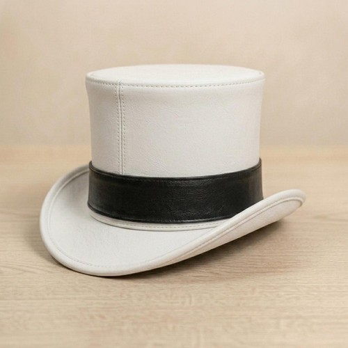 White top hat - hat, black